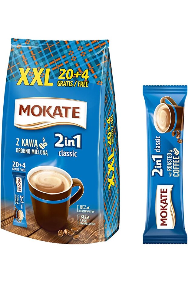 2 in 1 Classic Coffee Sachets (24 Sachets XXL), Instant Coffee