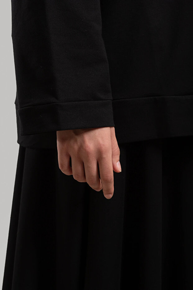 Form Dikişli Fermuarlı Sweatshirt - Siyah - 7