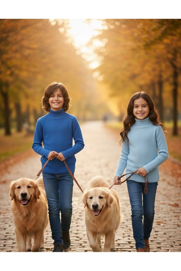 Unisex Children's Long Sleeve Full Turtleneck Corded Fabric Kaskorse Cotton Sweater Body 2 Pieces (Turquoise- Cobalt)