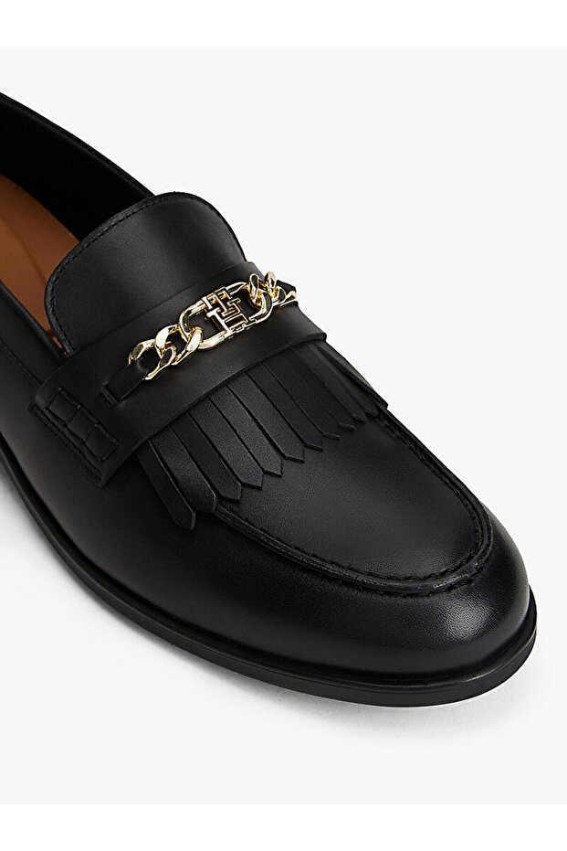 Leather TH Monogram Chain Loafers - 6