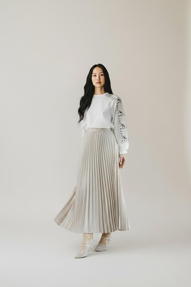 Etek Piliseli düz krep - 1