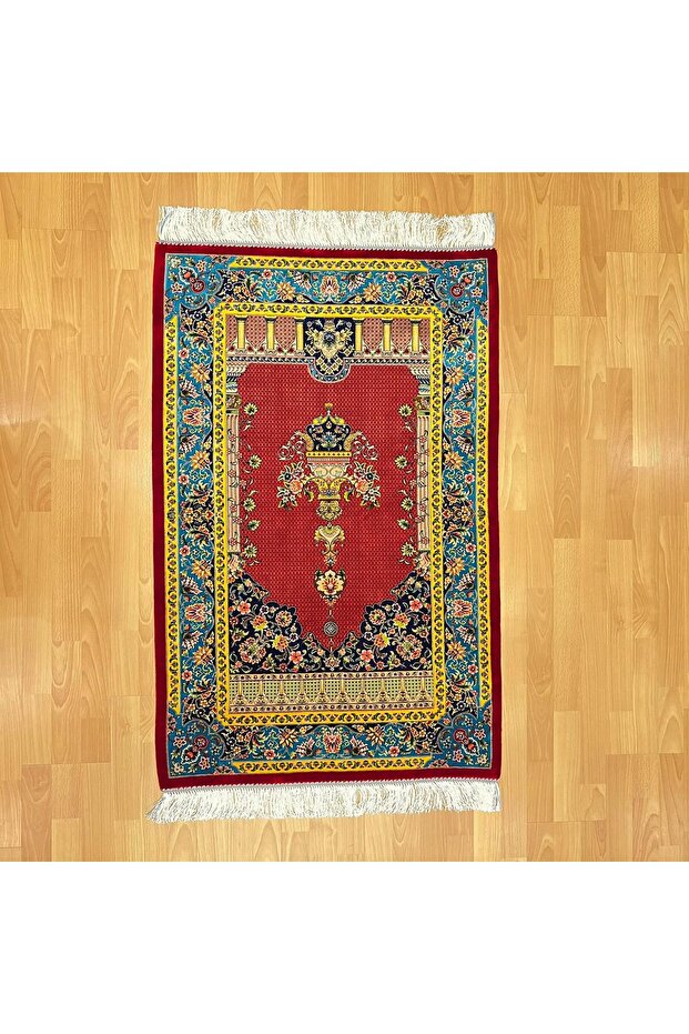 Classic/Authentic Patterned Persian Silk Prayer Rug