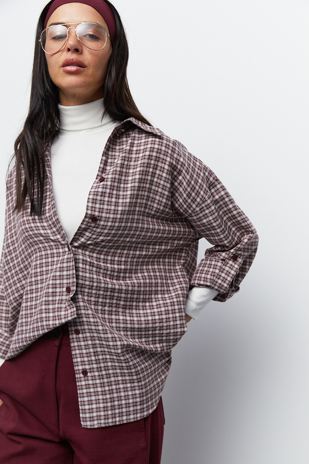 Ekose Oversize Gömlek - 3