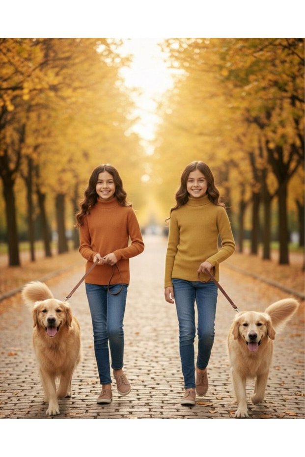 )Unisex Children's Long Sleeve Full Turtleneck Corded Fabric Kaskorse Cotton Sweater Body 2Pcs (Orange-Hardal)