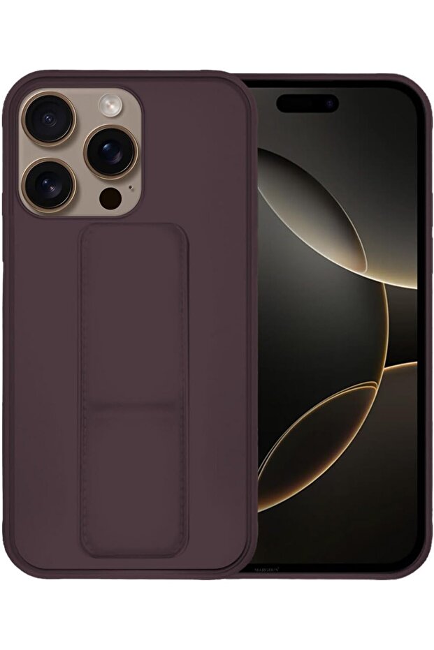 For iPhone 16 Pro Max Magnetic Finger Grip Shockproof Case (Brown)