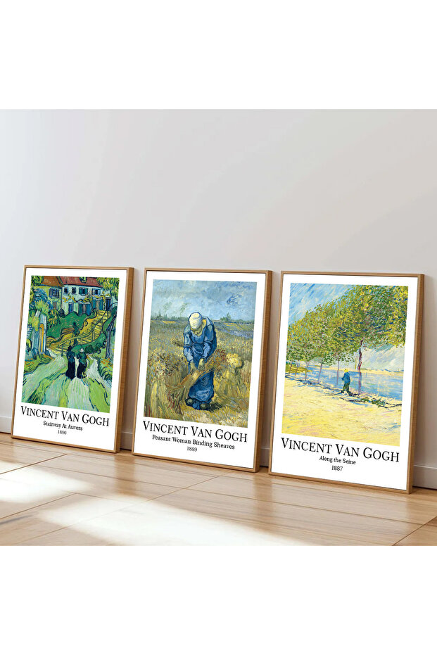 3 Piece Wooden Framed Living Room Hall Kitchen Van Gogh Painting Set Set3497