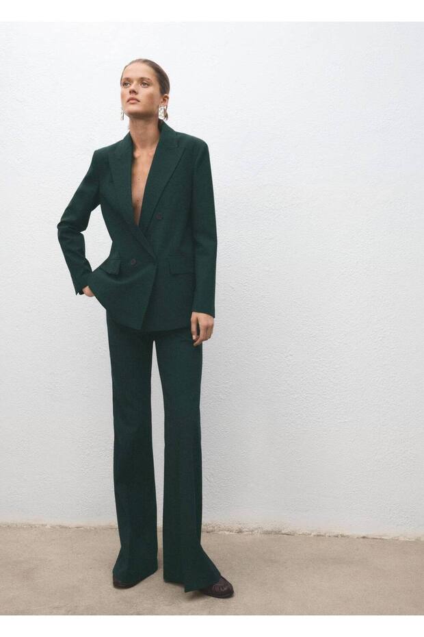 Çift düğmeli kumaş blazer ceket - 2