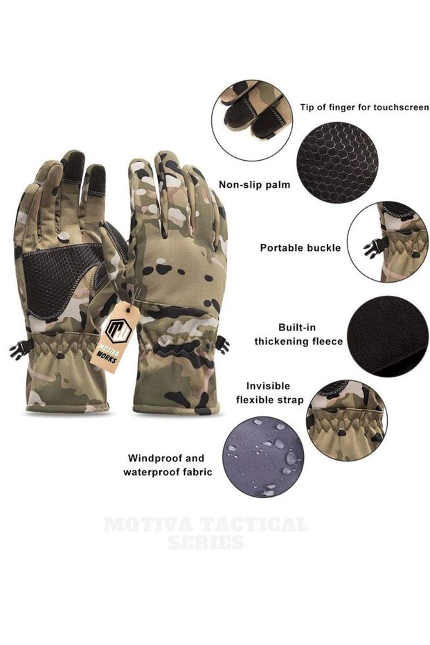 Waterproof Softshell Multicam Motorcycle Tactical Military Sports Winter Snow Fishing Gloves