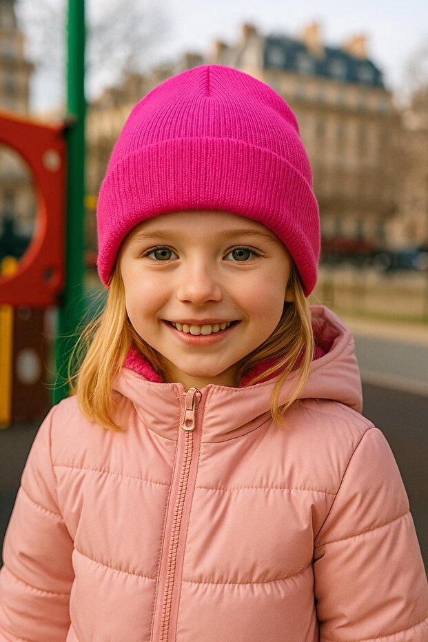 Fuchsia Basic Girl's Beret 7-12 Years