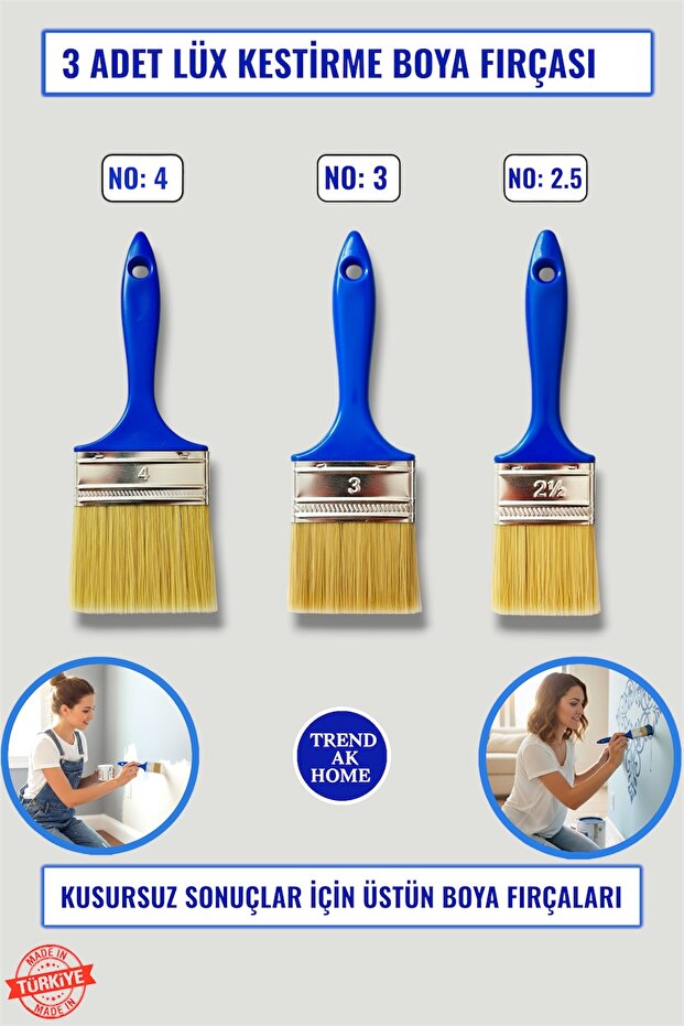 Set of 3 Luxury Trimming Paint Brushes (3 Pieces)