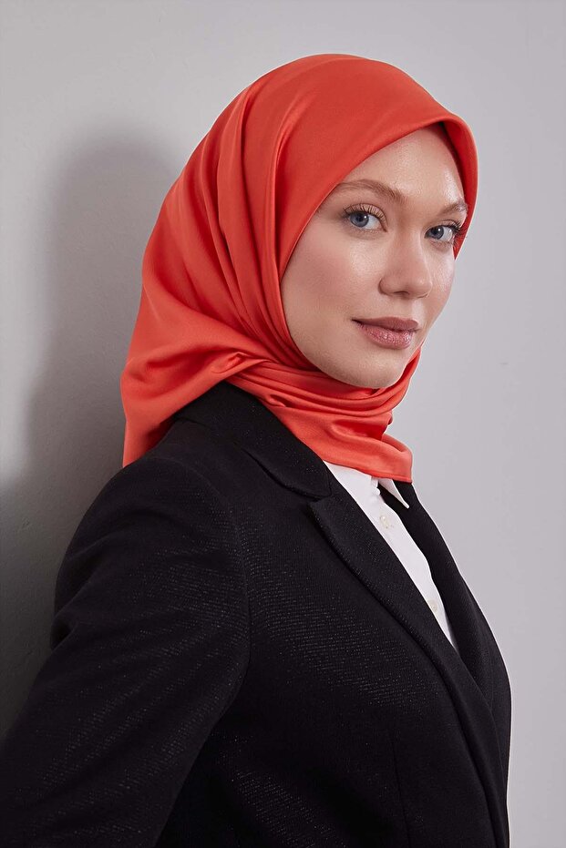 Orange Solid Color Trend Twill Scarf - 2