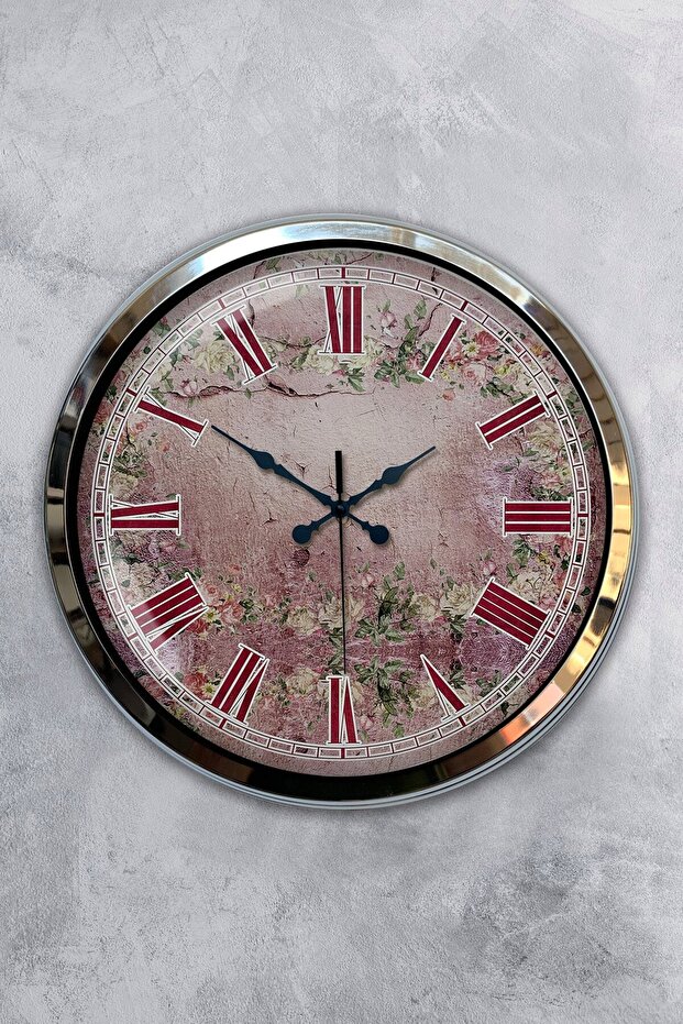 ساعة حائط بنقشة بلاط معدني من الكروم 40 سم - 4