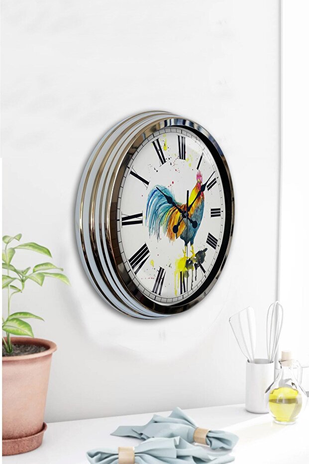 ساعة حائط من الرخام المعدني الكروم مقاس 40 سم - 1