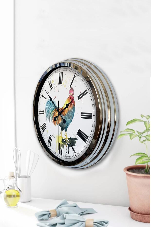 ساعة حائط من الرخام المعدني الكروم مقاس 40 سم - 2