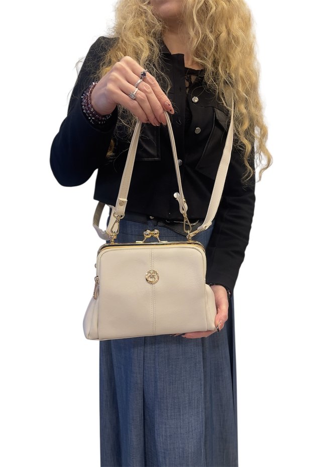 Multi-Compartment Soft Leather Shoulder and Crossbody Bag with Clip, Stylish and Convenient Model