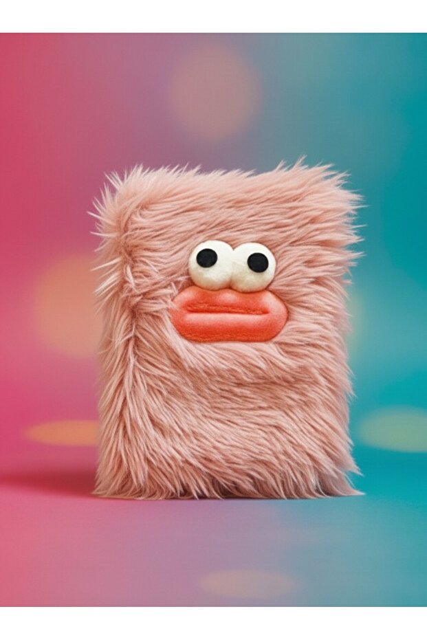 Cute Monster Furry Plush A5 Memory-Diary Notebook - 80 Sheets Lined Notepad - 1