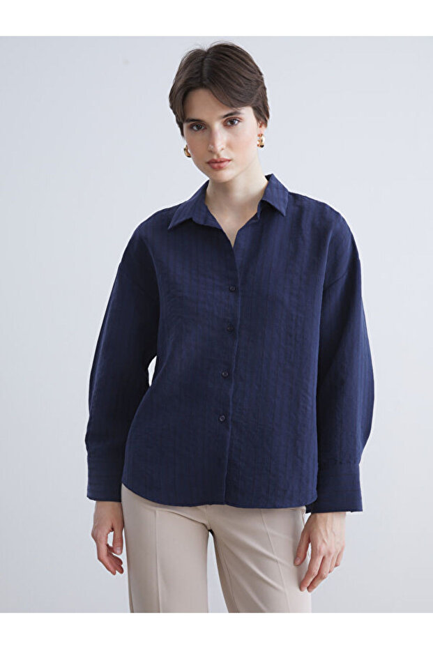 Striped Loose-Fit Modal Blend Women's Shirt from Uzg Store for Style Enthusiasts