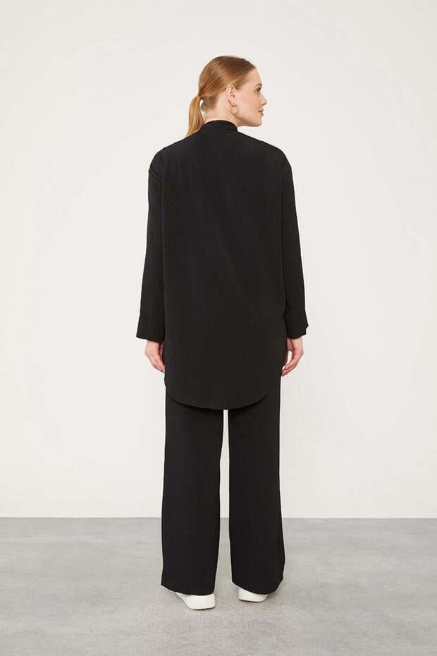 Pleated Fabric Black Judge Collar Double Set - 7