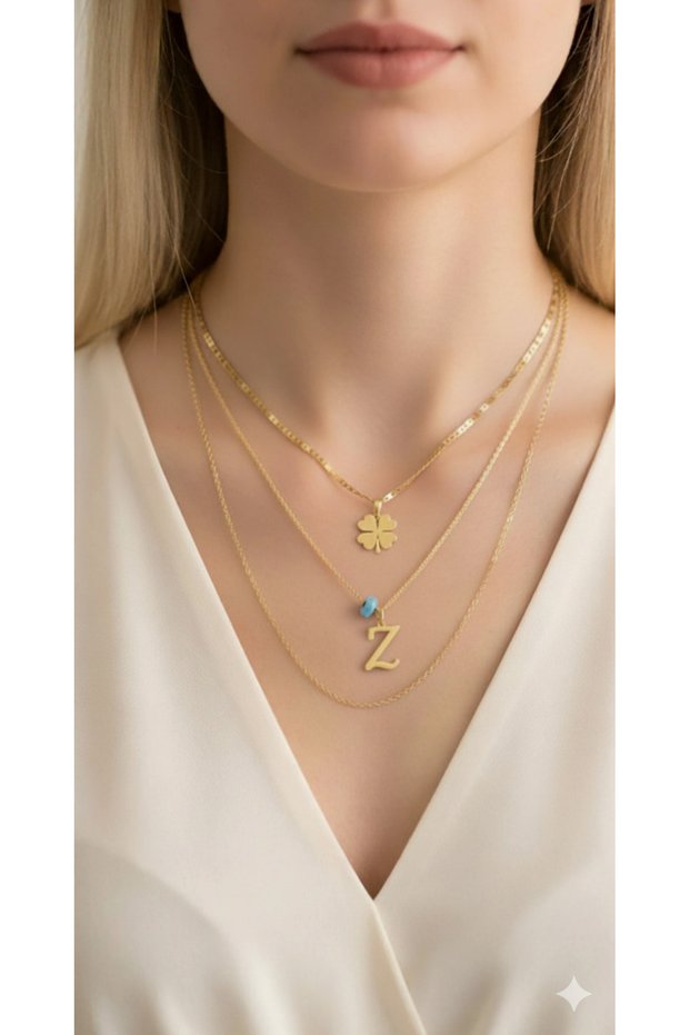 Women's Gold Harmony Combination Triple Z Letter Necklace