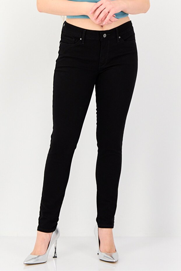 Women Slim Fit Solid Stretchable Denim, Black