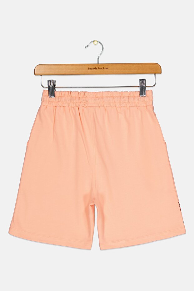 شورت أساسي مطبوع عليه رسومات برباط للأولاد الصغار، لون خوخي - 3