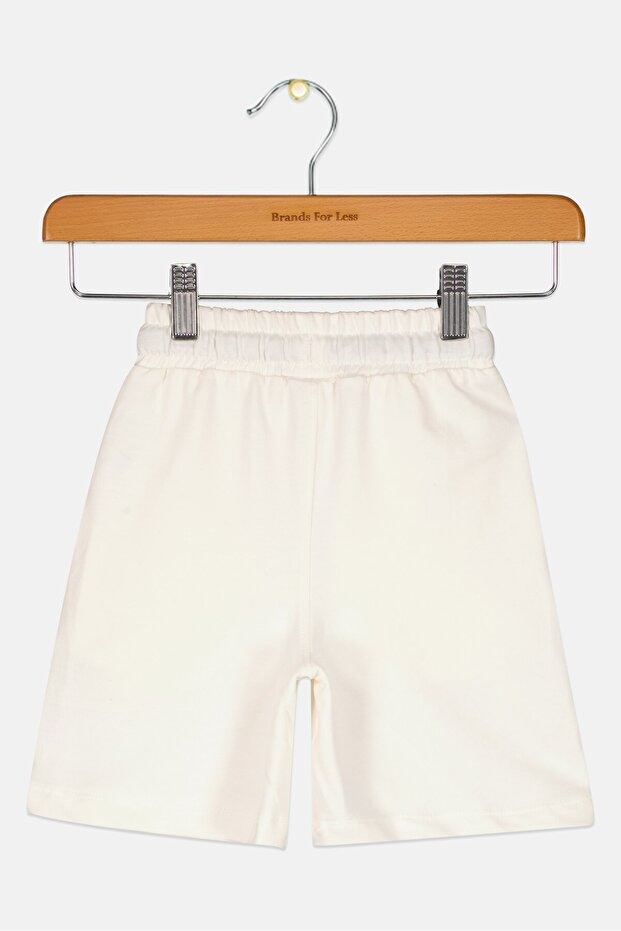 Toddlers Boy Printed Basic Shorts, Off White - 3
