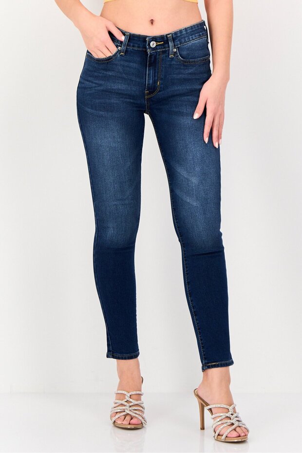 Women Skinny Fit Washed Stretchable Denim, Dark Blue