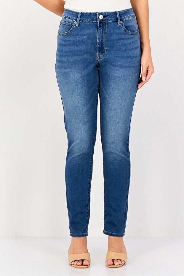 Women Skinny Fit Washed Denim Jeans, Blue