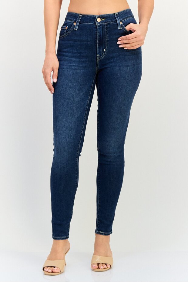 Women Skinny Fit Wash Stretchable Denim, Navy