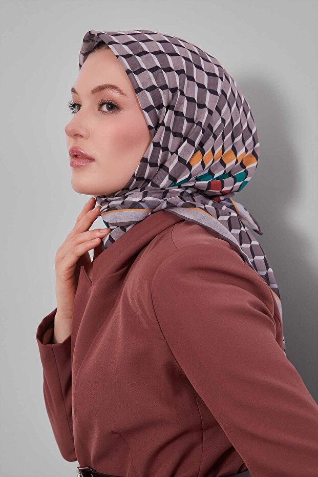 Stone Cube Pattern Soft Scarf - 1