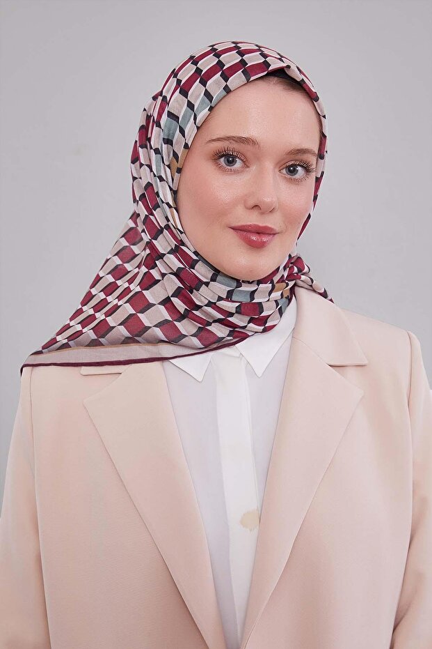 وشاح ناعم بنمط مكعب بورجوندي - 2