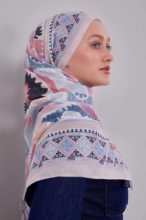 وشاح قطني بنمط مطبوع بالبودرة - 2