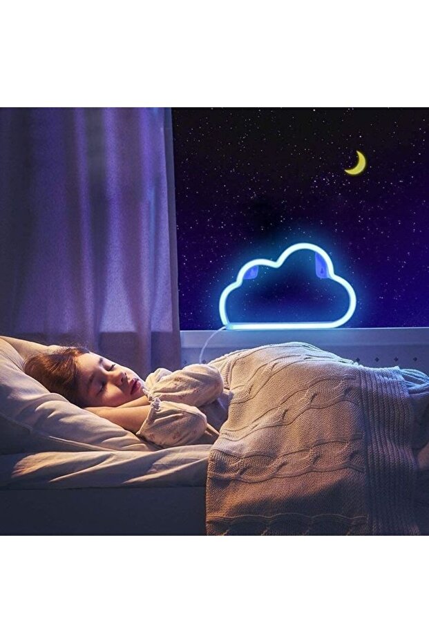 لافتات سحابية نيون زرقاء فاتحة - 4