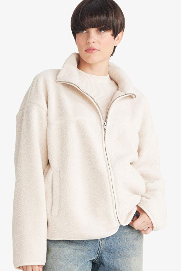 Relax Fit Half Turtleneck Welsoft Plush Cardigan F4938Ax25Wn
