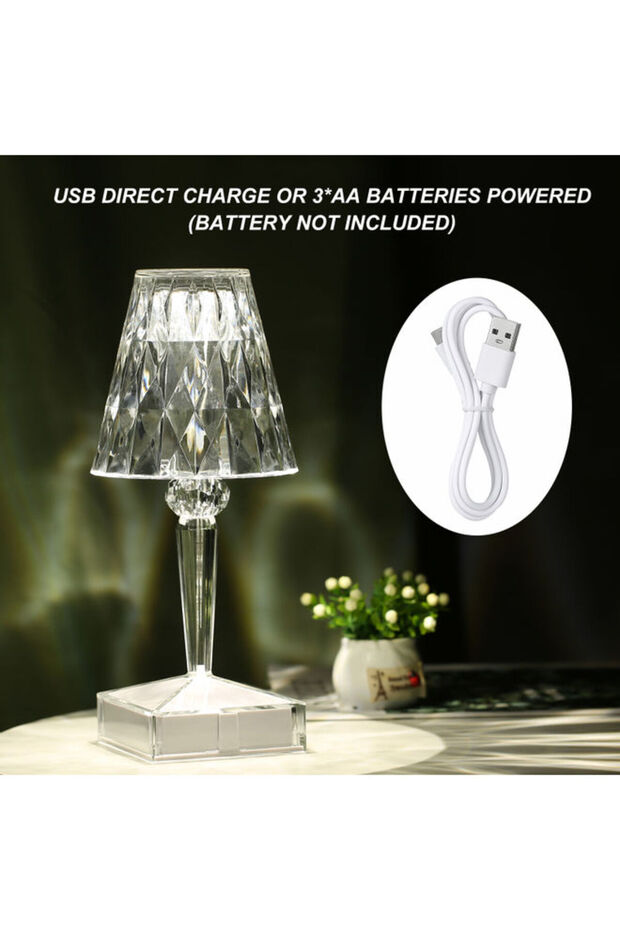 مصباح طاولة كريستالي شفاف - 2