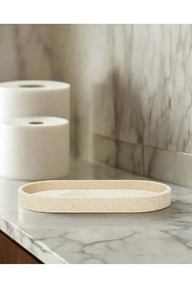 Beige Textured Rectangle Amenity Tray