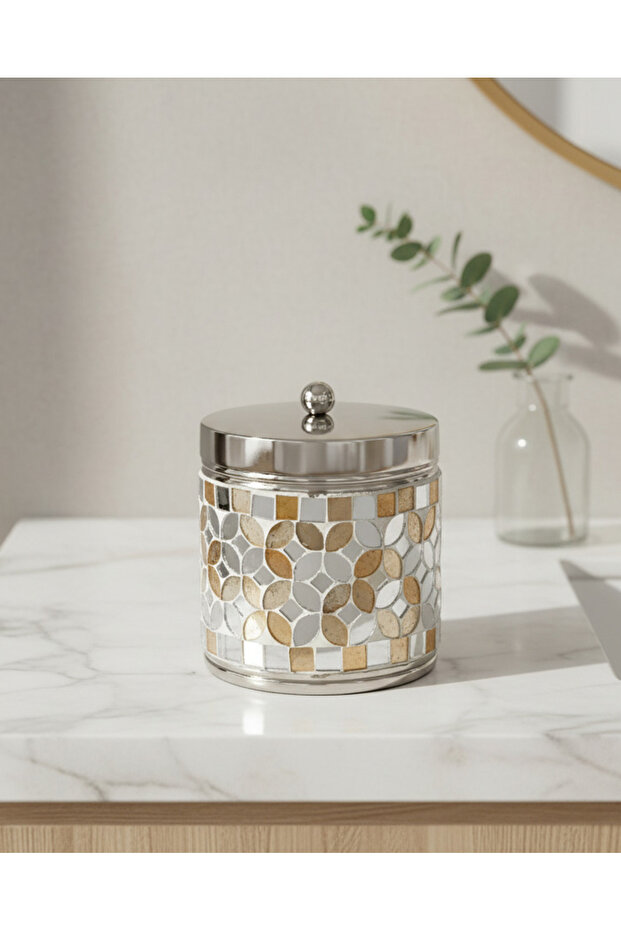 Silver Mosaic Cotton Jar