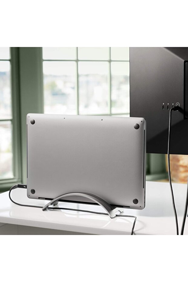 BookArc for MacBook (Silver) - Vertical Space-Saving Stand, Compatible with M1 MacBooks
