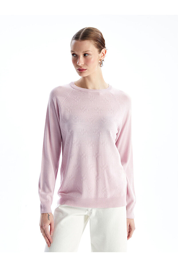 Crew Neck Solid Long Sleeve Women's Knitwear Sweater - W4Dt10Z8