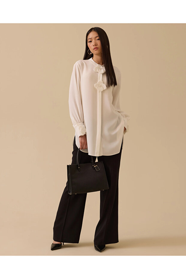 Çiçek Aplikeli Tunik - 1