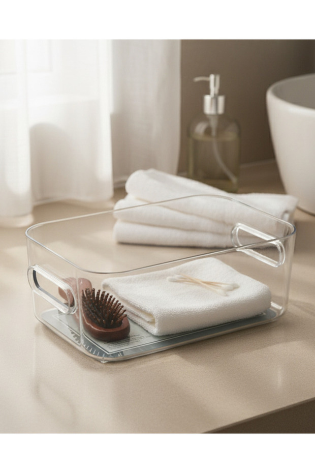 سلة تخزين شفافة (متوسطة) - 1