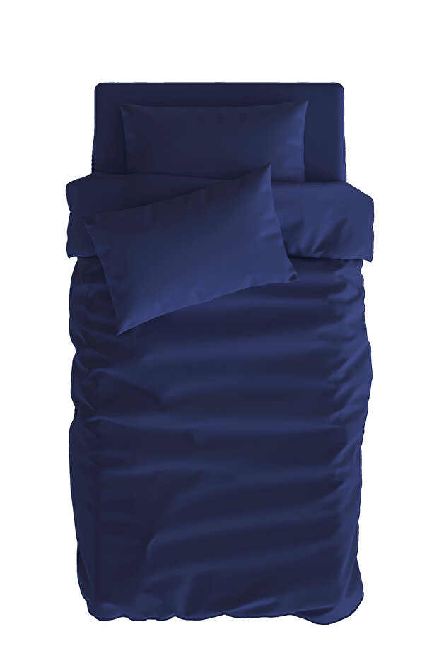 Basics Cotton Satin Navy Blue Children's Duvet Cover Set 140X200Cm
