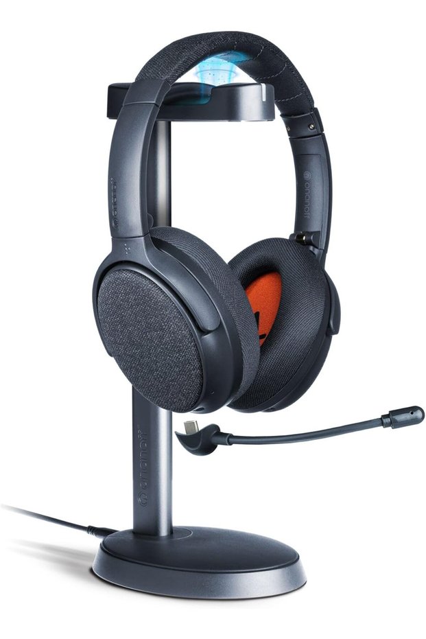 BuddyPhones Fokus+ Wireless Noise Cancelling Headphones w/Charging Stand, 50Hrs Battery Life - Blue