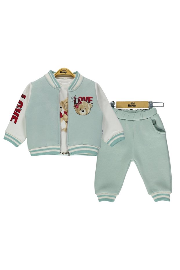Love Printed Baby Girl College Triple Set