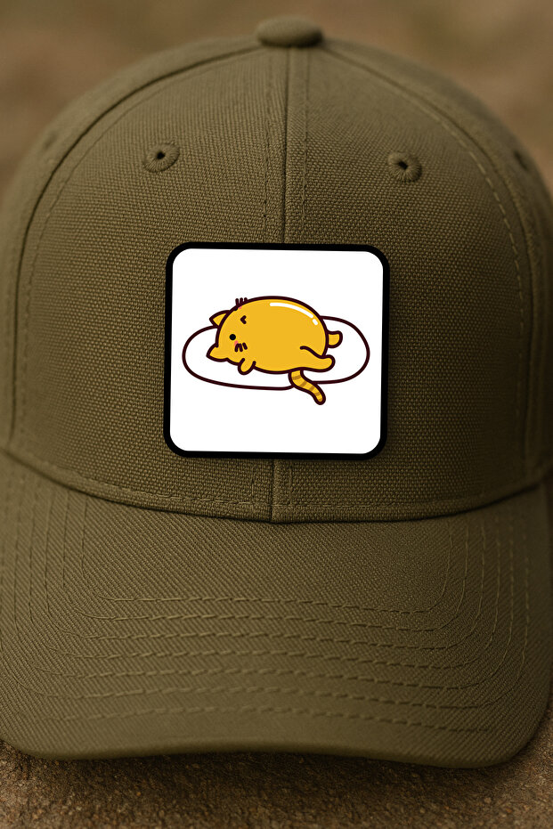 ملصق/شارة/شعار كرتوني لطيف لشخصية قطة مستلقية باللون الأصفر - 3