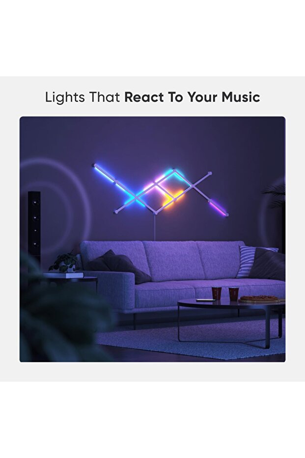 LINES Starter Kit - 9 Pack Modular Backlit Smart LED System w/Music Visualizer - 4