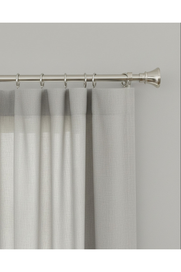 Silver Extendable Single Curtain Rod With Metal Finial