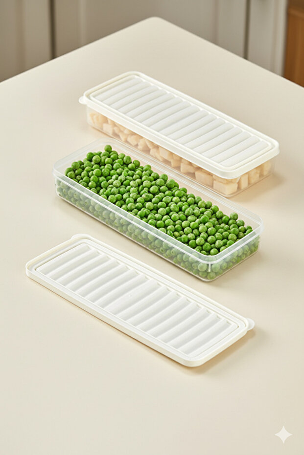 8-Piece Transparent Storage Container Set Suitable for Refrigerator Freezer Organizer Set 4X2400 ml - 4X1200 ml - 3