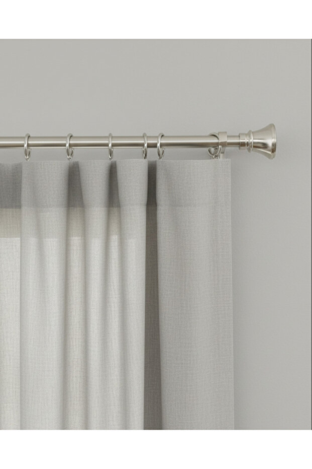 Silver Extendable Single Curtain Rod With Metal Finial