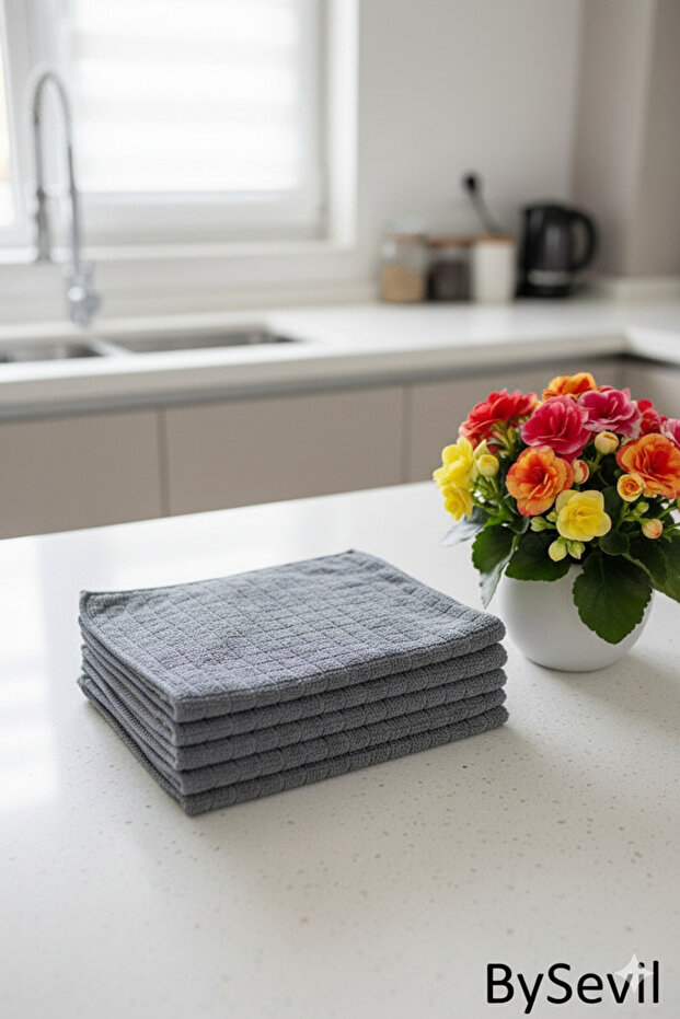 2 Pieces Microfiber Kitchen Cloth (40*40cm) Gray Countertop Cloth